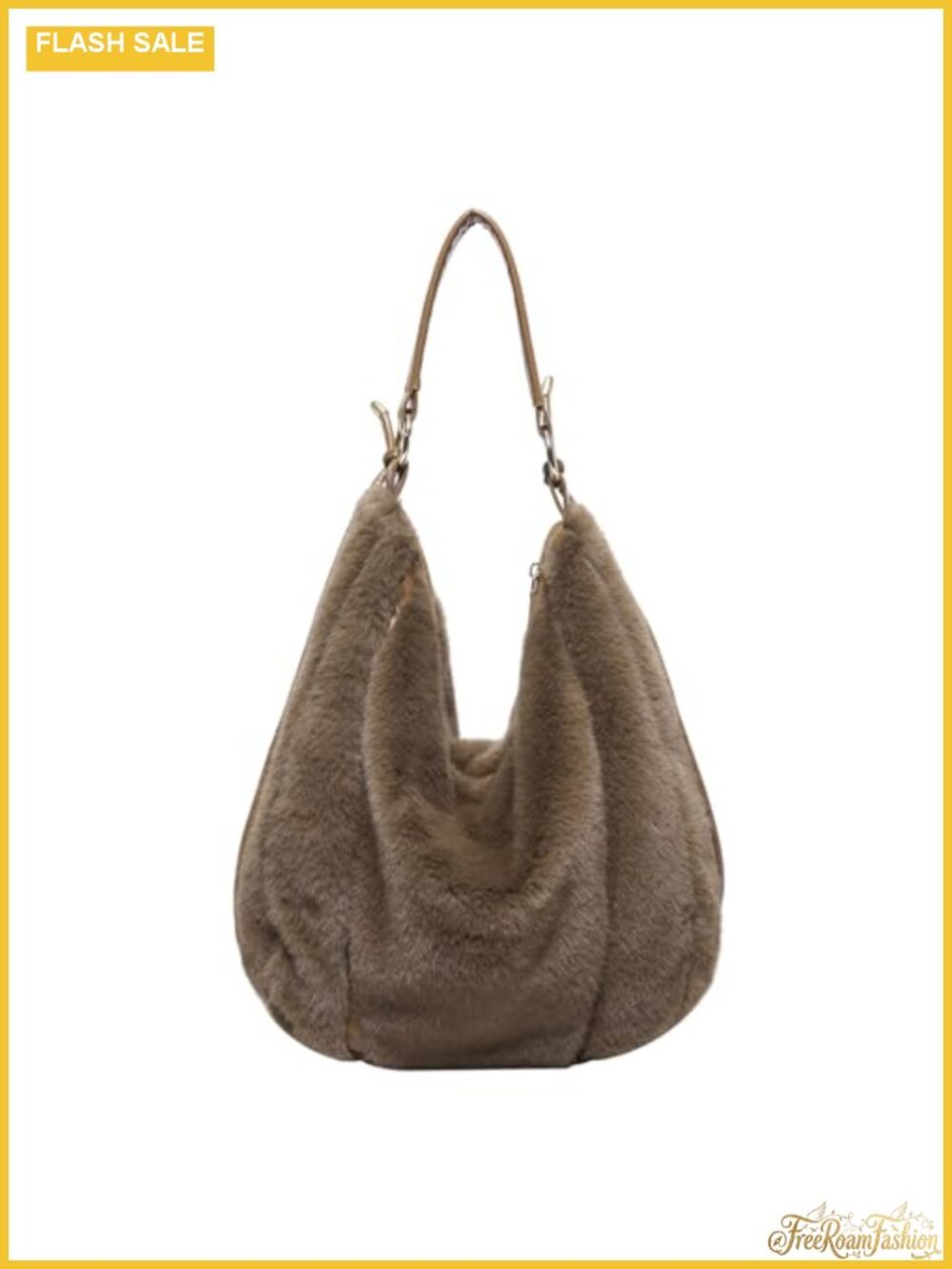 Faux Fur Tote Bag with Strap, Fluffy Furry Handbag for Winter
